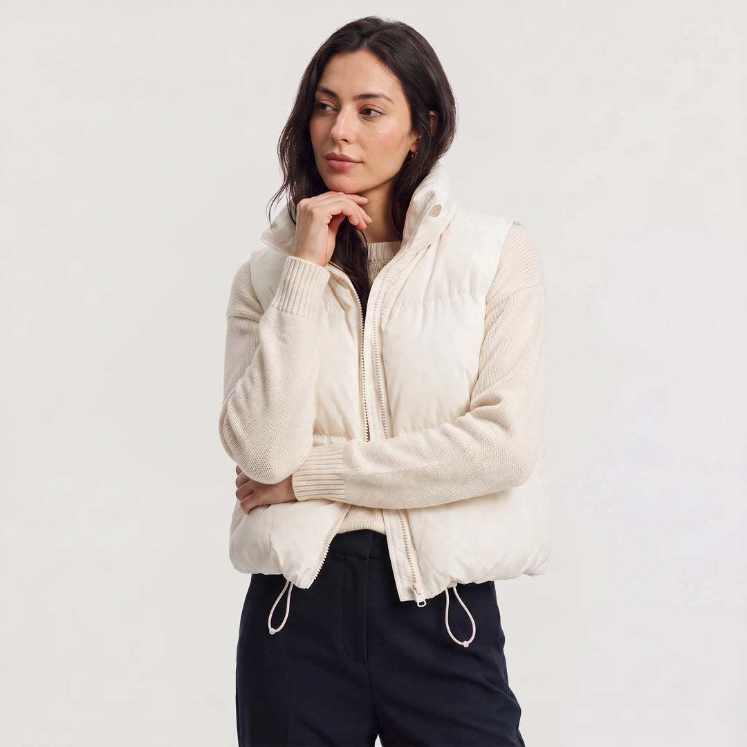 Veste matelassée sans manches – Beige