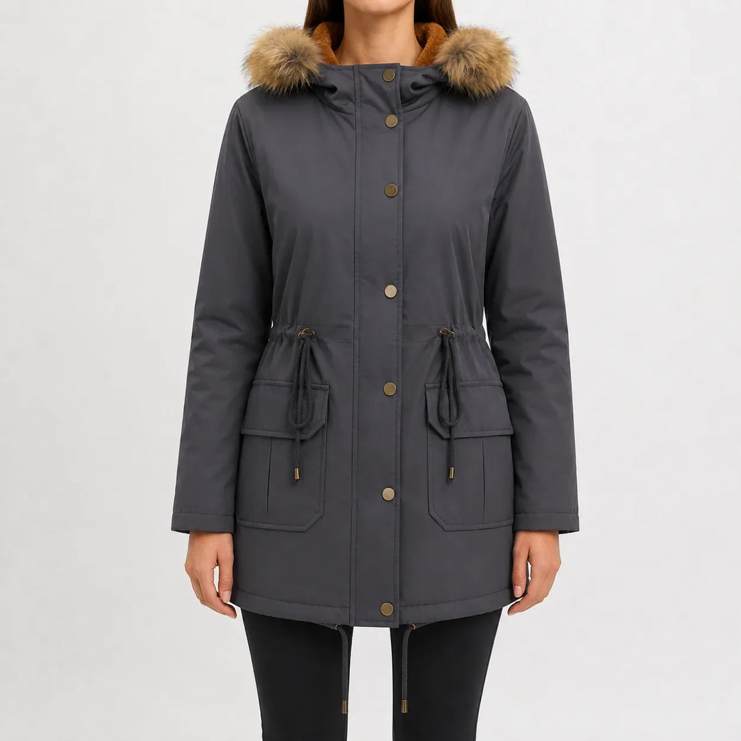 Veste Parka à Taille Ajustable – Gris Foncé