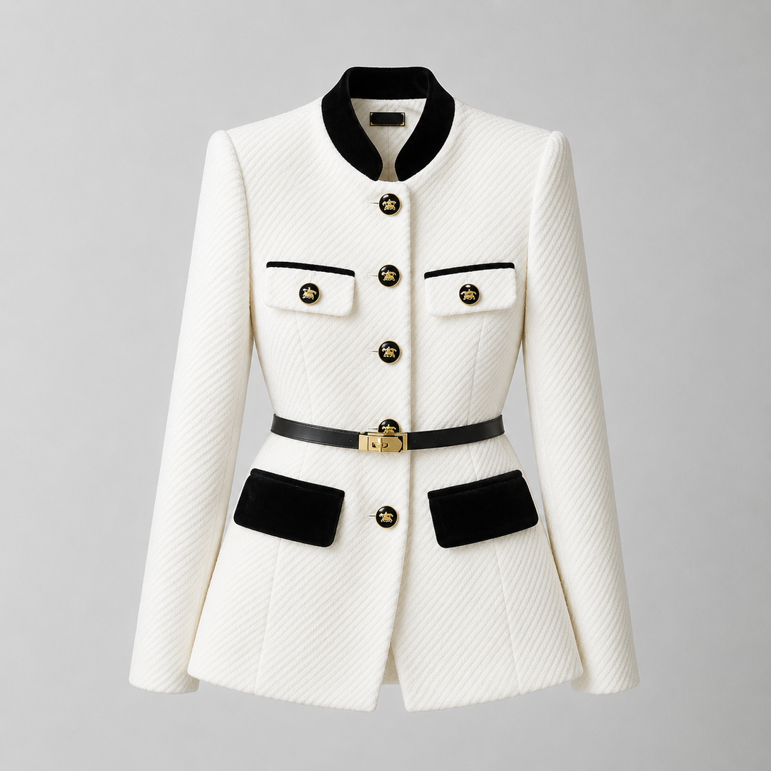 Veste structurée à col officier – Blanc