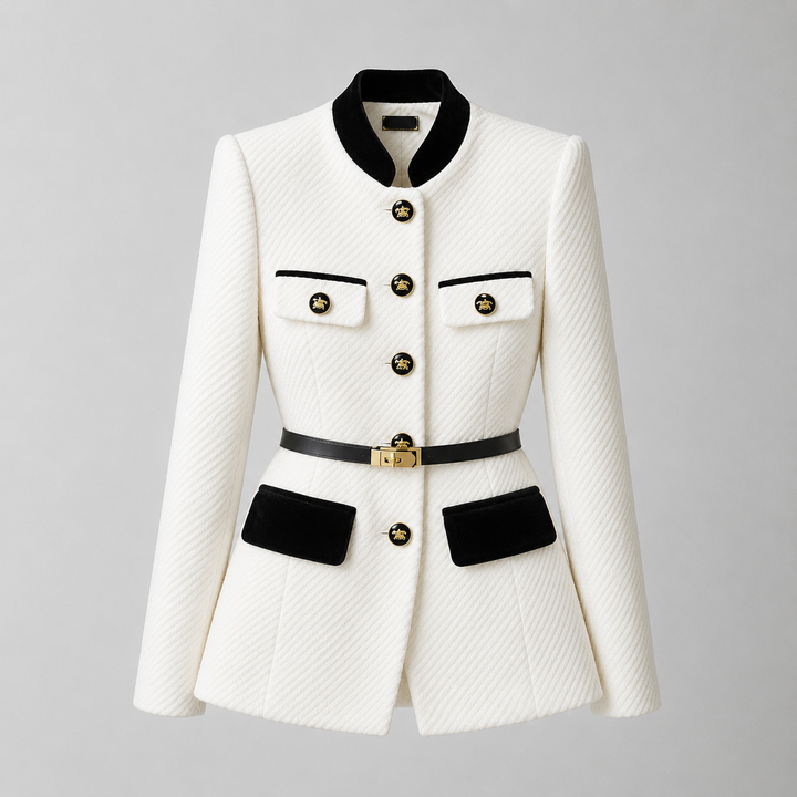 Veste structurée à col officier – Blanc