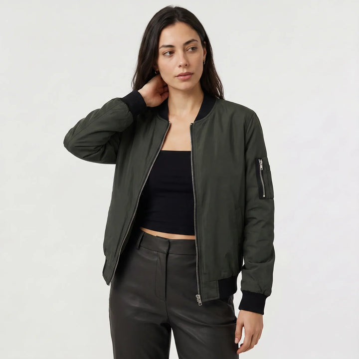 Veste style aviateur zippée – Gris