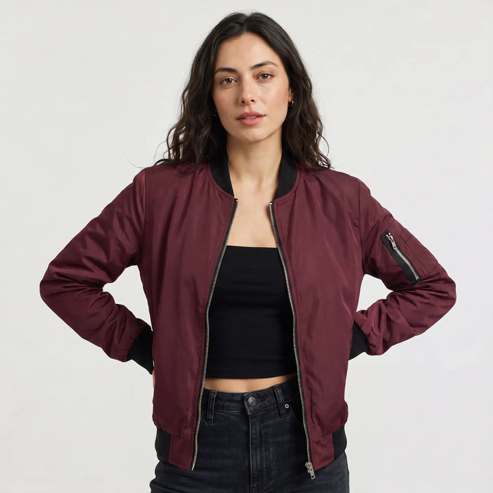 Veste style aviateur zippée – Rouge