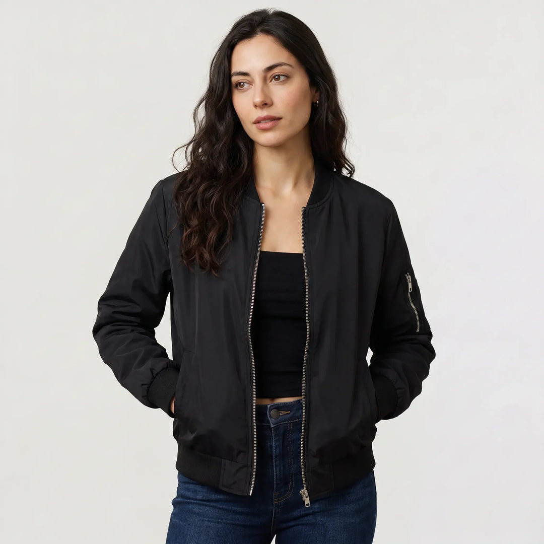 Veste style aviateur zippée – Noir