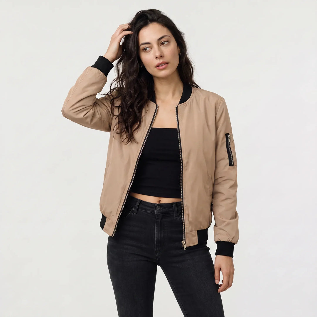 Veste style aviateur zippée – Kaki