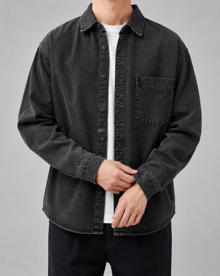 Veste Style Chemise Urbaine – Noir