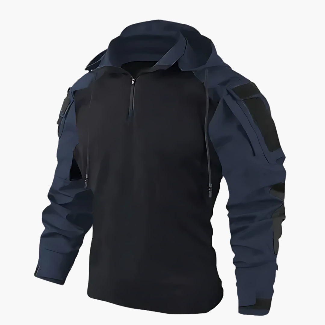 Veste Tactique Bicolore à Capuche – Bleu Foncé
