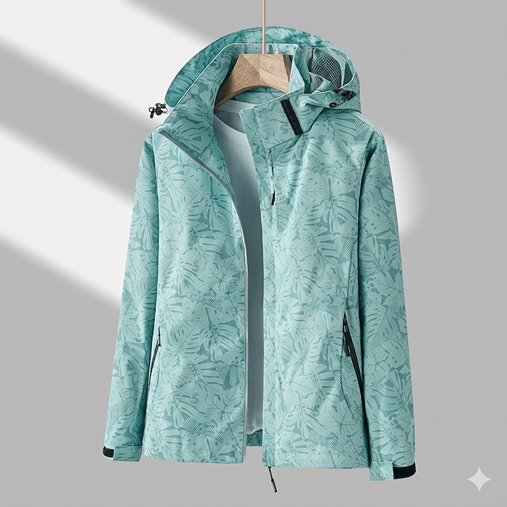Veste Technique à Motif Feuillage – Vert
