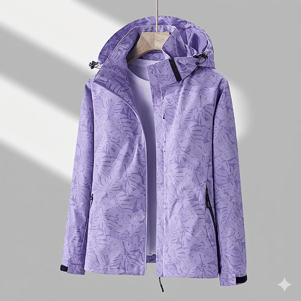 Veste Technique à Motif Feuillage – Violet