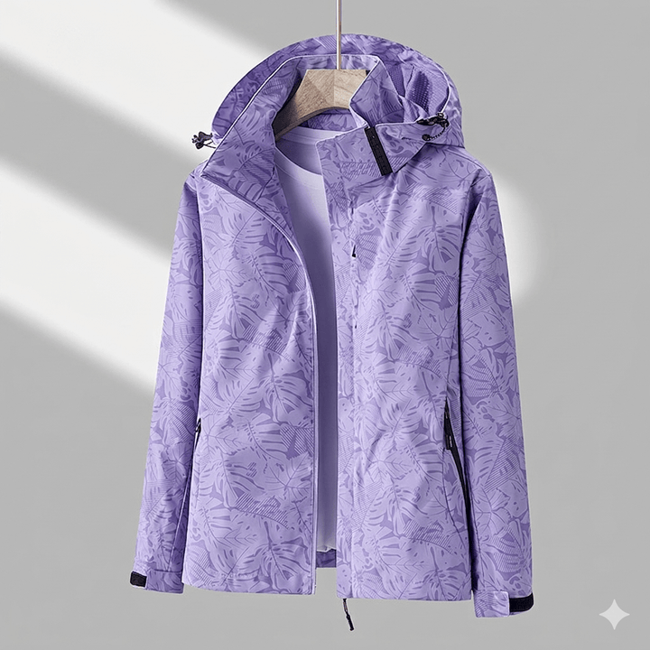 Veste Technique à Motif Feuillage – Violet