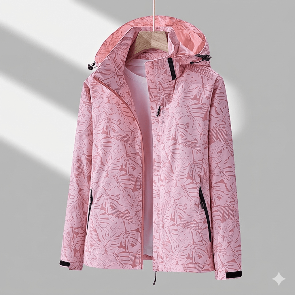 Veste Technique à Motif Feuillage – Rose
