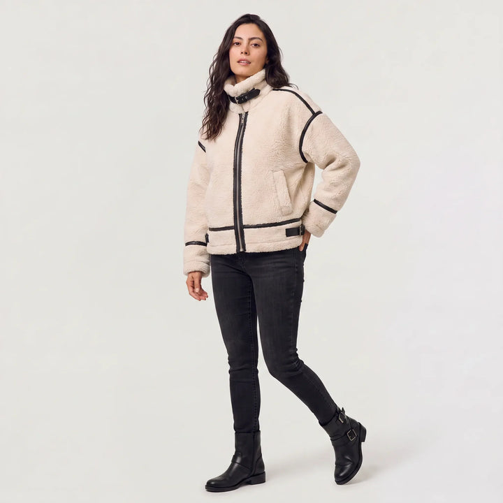 Veste texturée à col montant