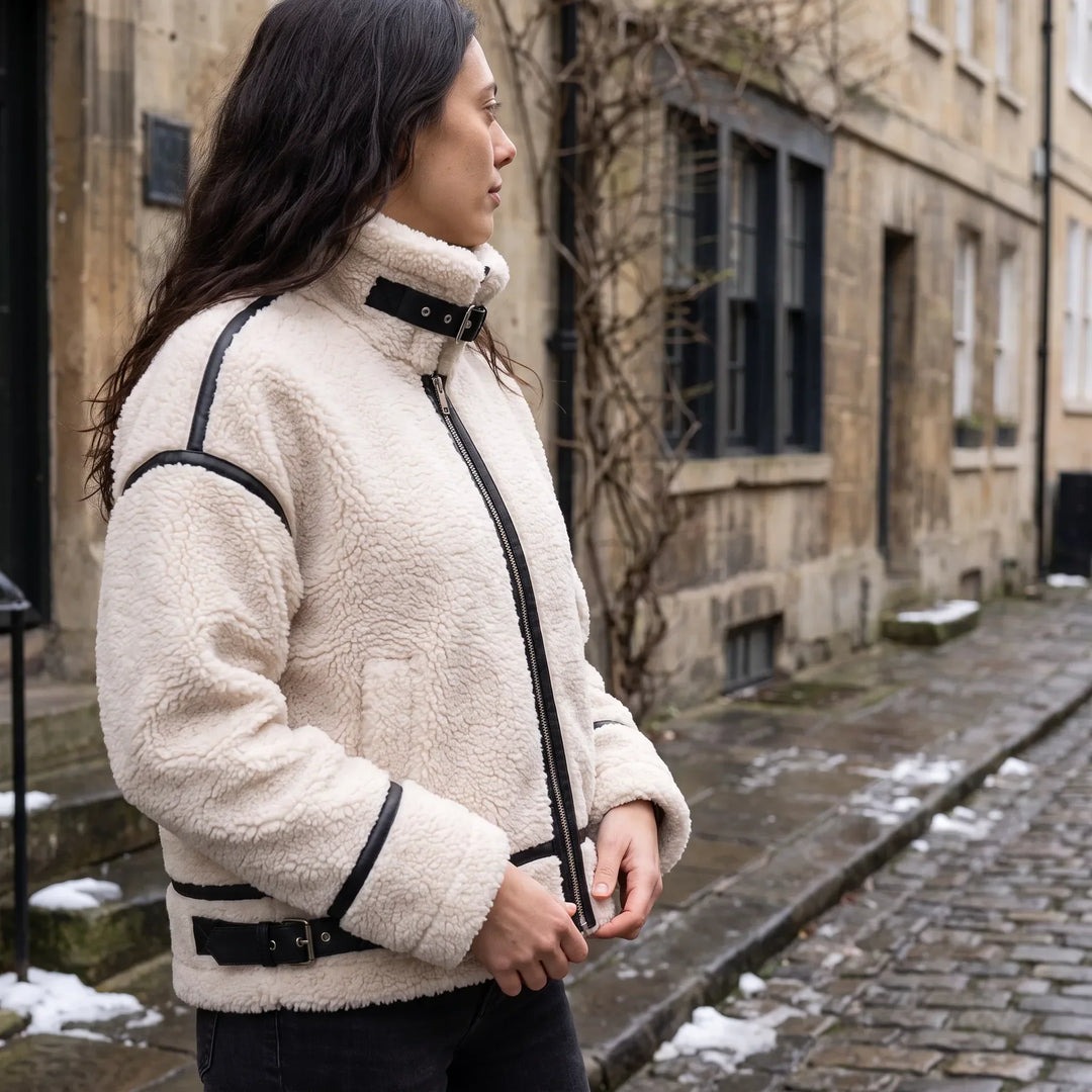 Veste texturée à col montant