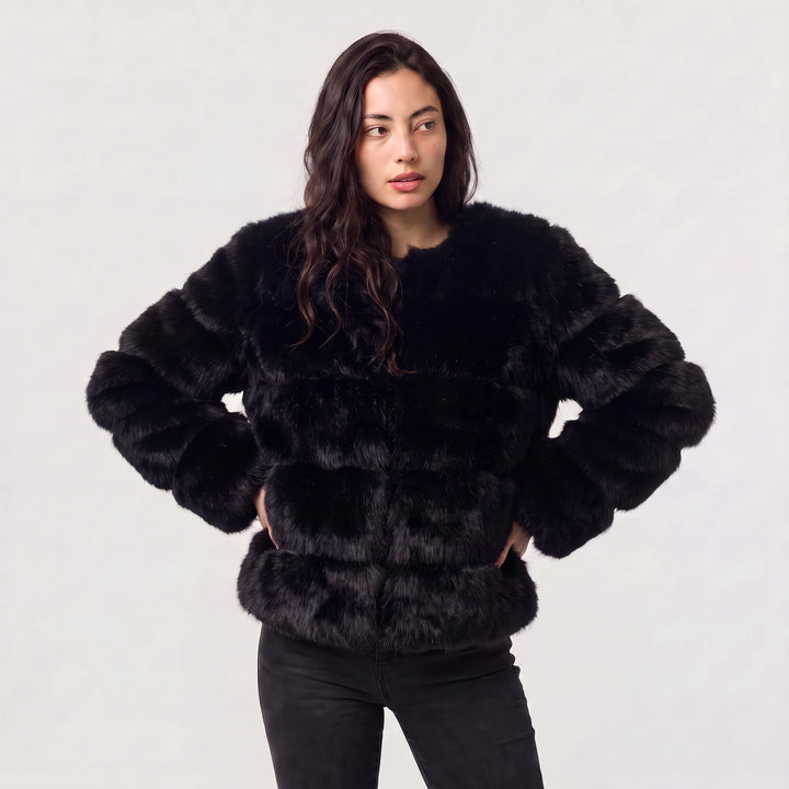 Veste Volumineuse à Bandes – Noir