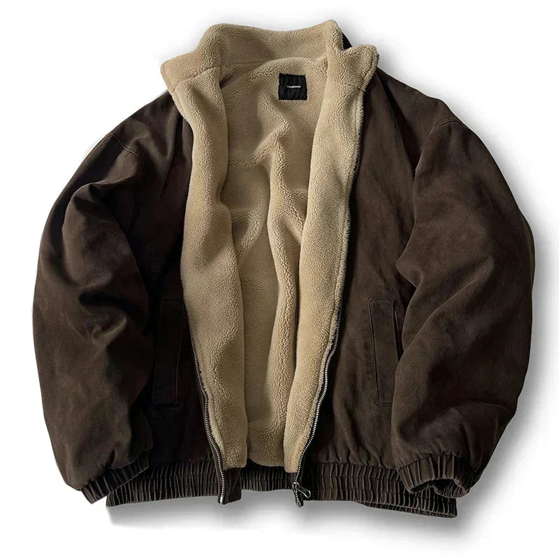 Veste Zippée à Doublure Chaude – Marron