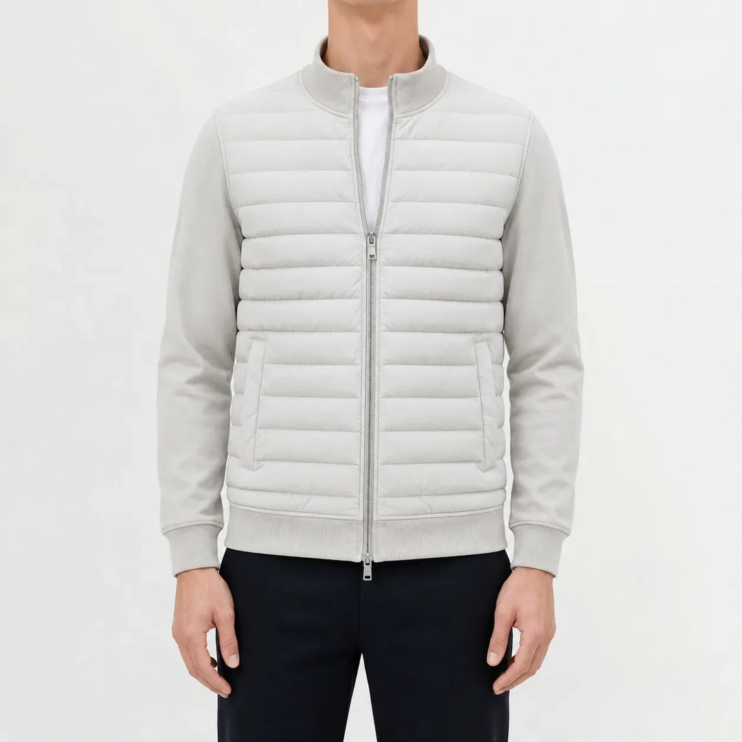 Veste Zippée à Plastron Matelassé – Blanc