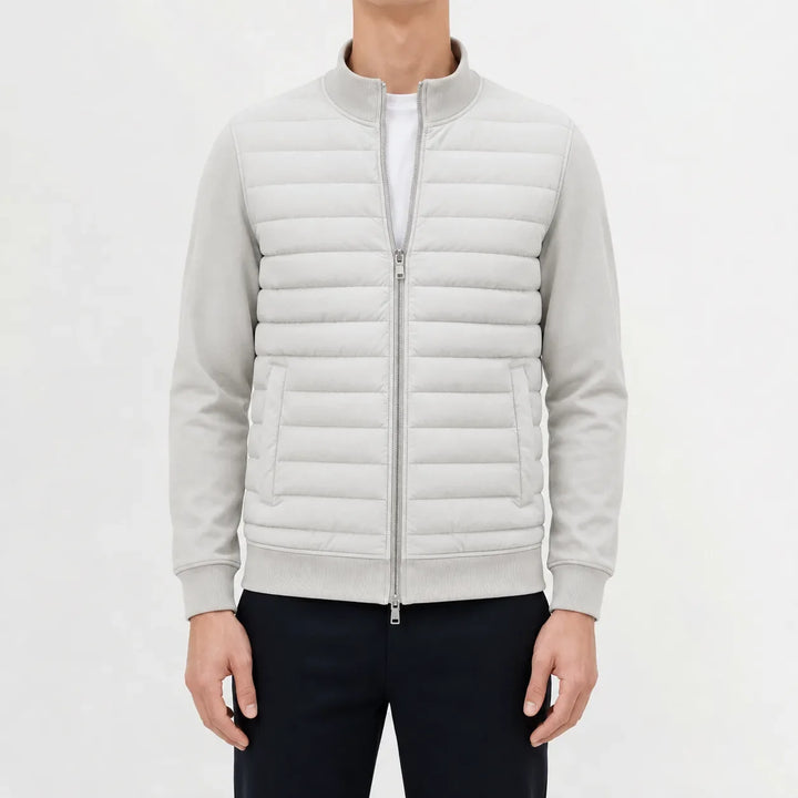Veste Zippée à Plastron Matelassé – Blanc