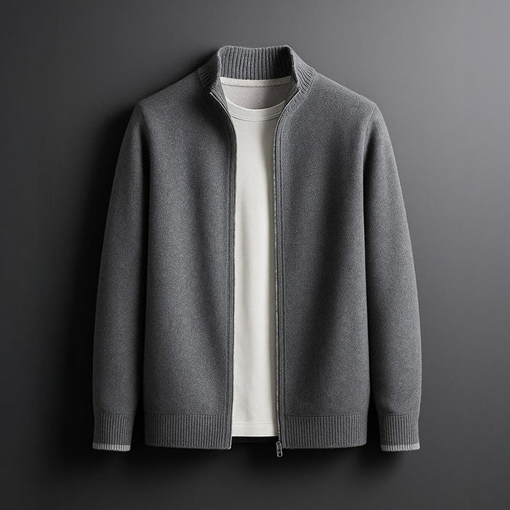 Veste Zippée Col Bicolore – Gris