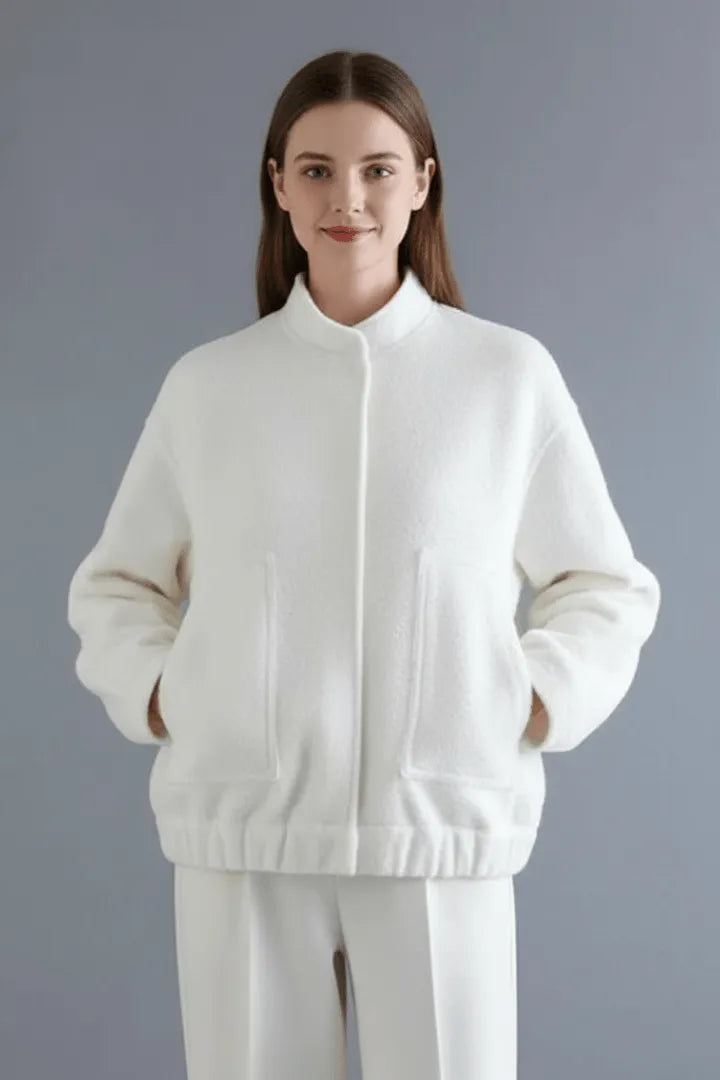 Veste Ample à Col Montant – Wit