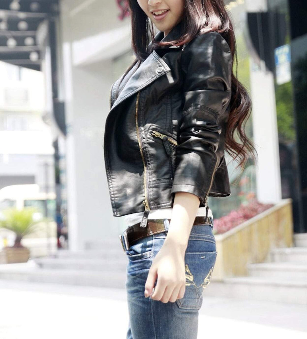 Veste en Similicuir Noir | Style Motard | Élégance Rock