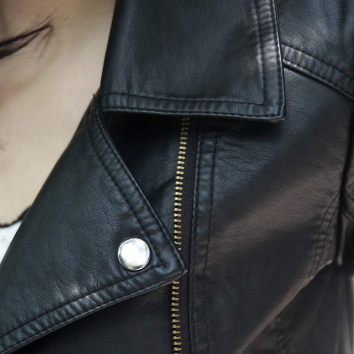 Veste en Similicuir Noir | Style Motard | Élégance Rock