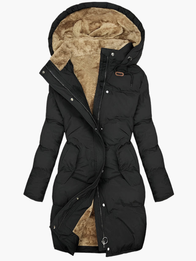 Veste Longue d'Hiver à Capuche – Zwart